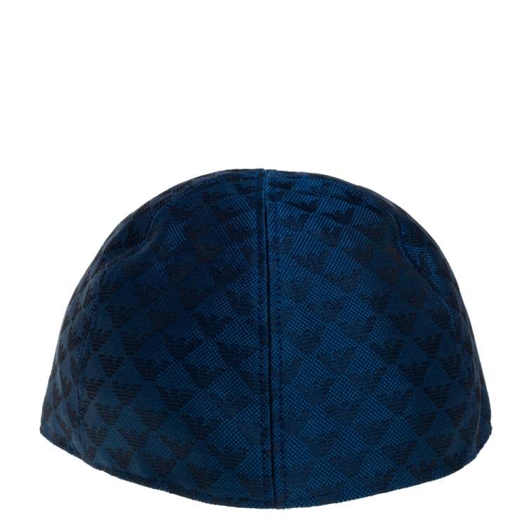 Pre Owned Emporio Armani Blue Monogram Pattern Baseball Cap L