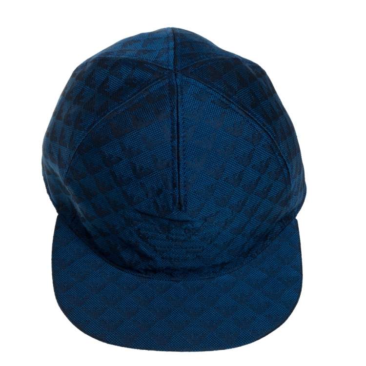 Pre Owned Emporio Armani Blue Monogram Pattern Baseball Cap L