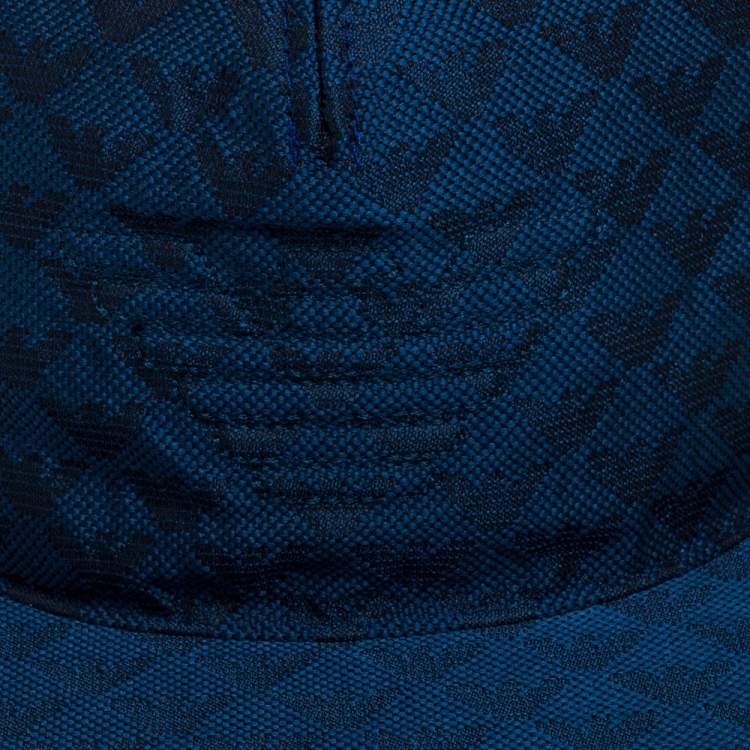 Pre Owned Emporio Armani Blue Monogram Pattern Baseball Cap L
