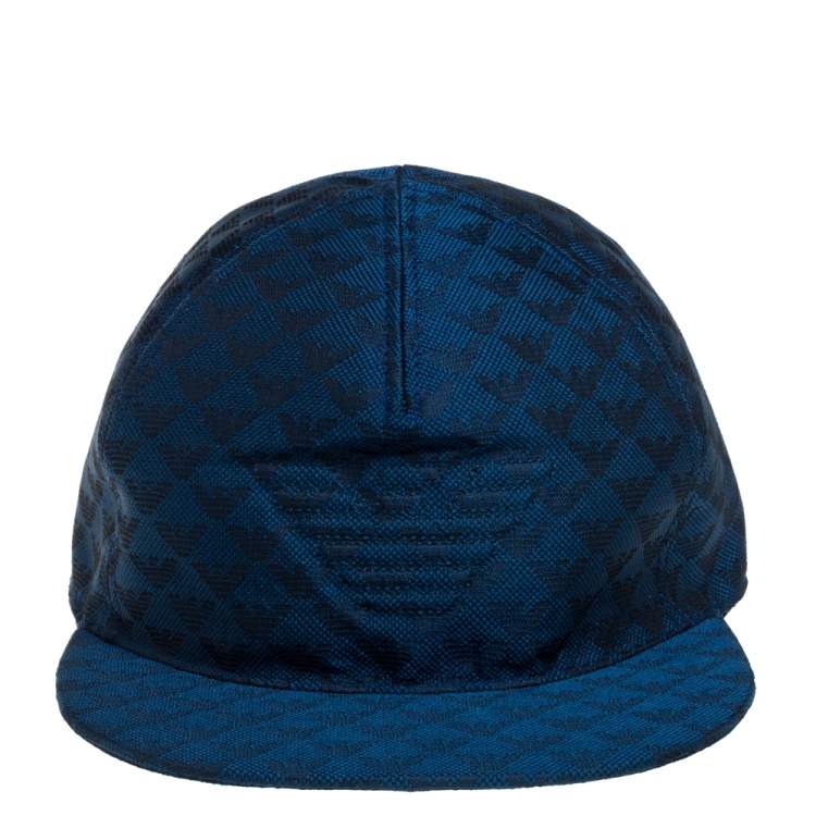Pre Owned Emporio Armani Blue Monogram Pattern Baseball Cap L