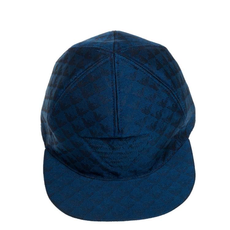 Pre Owned Emporio Armani Blue Monogram Pattern Baseball Cap L