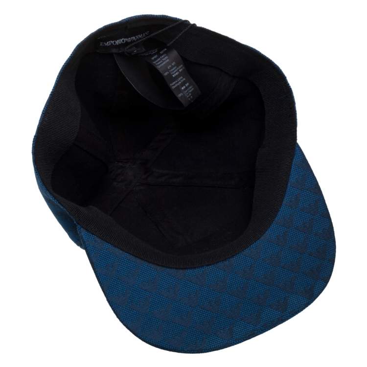 Pre Owned Emporio Armani Blue Monogram Pattern Baseball Cap L