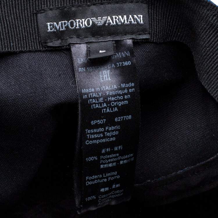 Pre Owned Emporio Armani Blue Monogram Pattern Baseball Cap L