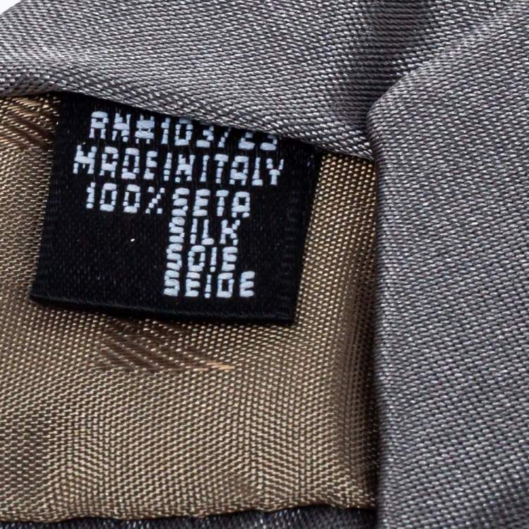 Pre Owned Emporio Armani Grey Floral Detail Silk Traditional Tie