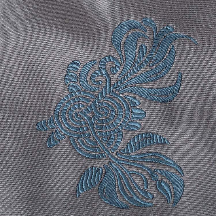 Pre Owned Emporio Armani Grey Floral Detail Silk Traditional Tie
