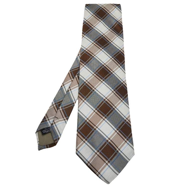 Emporio Armani Vintage Brown Checked Oxford Silk Tie Emporio Armani | TLC