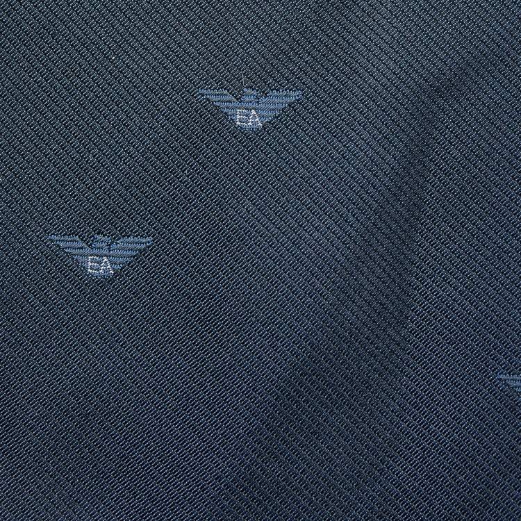 Pre Owned Emporio Armani Navy Blue Logo Silk Jacquard Tie
