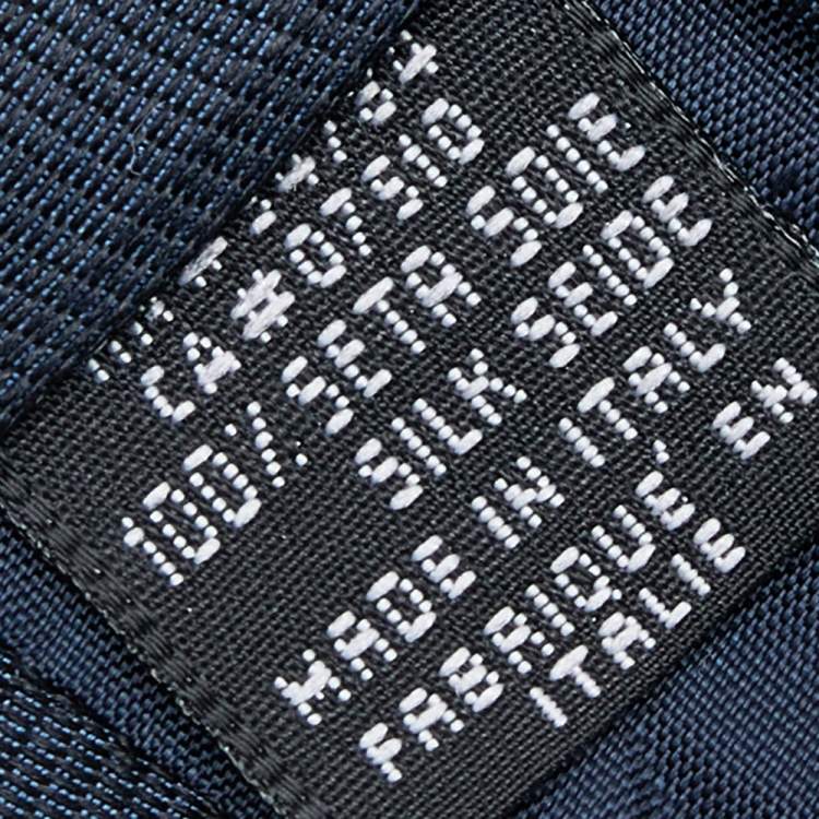 Pre Owned Emporio Armani Navy Blue Logo Silk Jacquard Tie