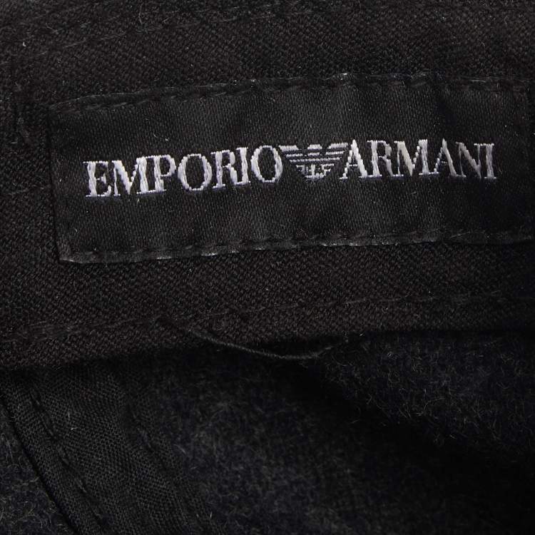 Pre Owned Emprio Armani Black Cady Logo Embroidered Baseball Cap
