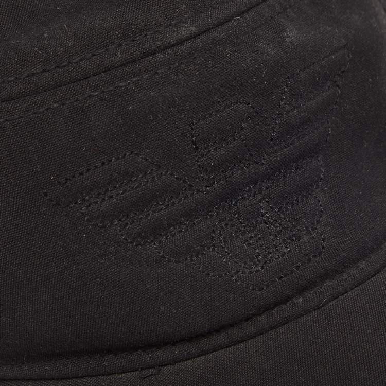 Pre Owned Emprio Armani Black Cady Logo Embroidered Baseball Cap