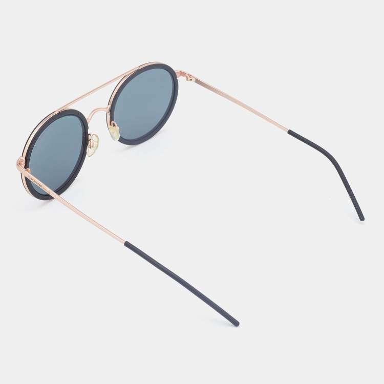 Pre Owned Emporio Armani Rose Gold Metal/Grey Mirrored EA 2041 Round Sunglasses