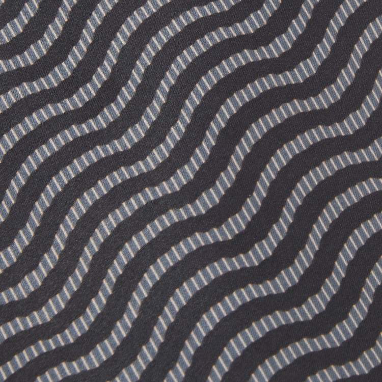 Pre Owned Emporio Armani Black Printed Satin Tie