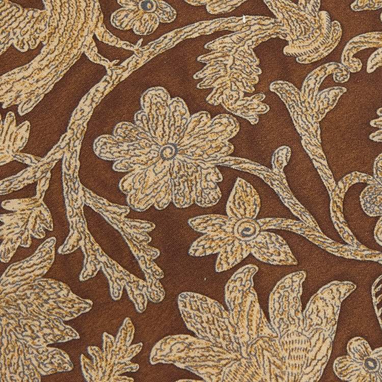 Pre Owned Emporio Armani Brown Floral printed Silk Tie