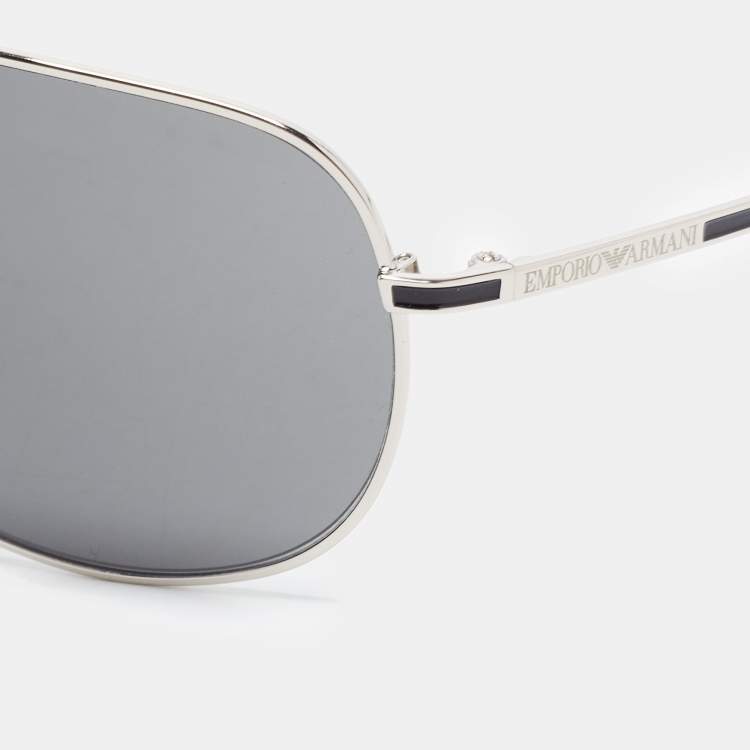Pre Owned Emporio Armani Black/Silver EA 9534/S Shield Sunglasses