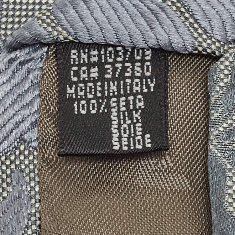 Pre Owned Emporio Armani Grey Floral Patterned Silk Traditional Tie