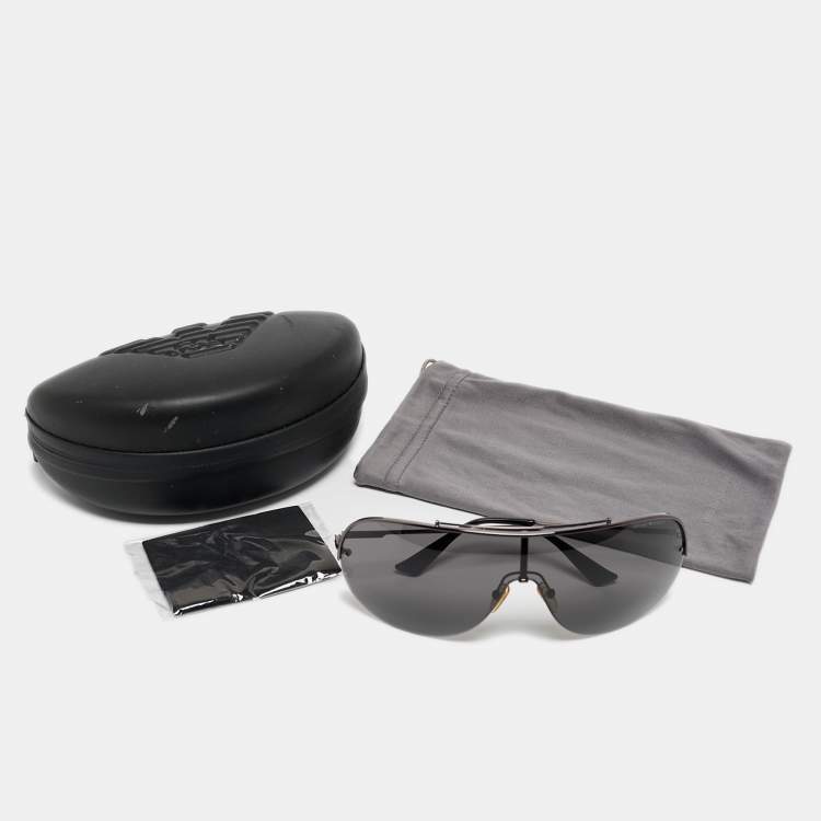 Pre Owned Emporio Armani Black EA9717/S Shield Sunglasses
