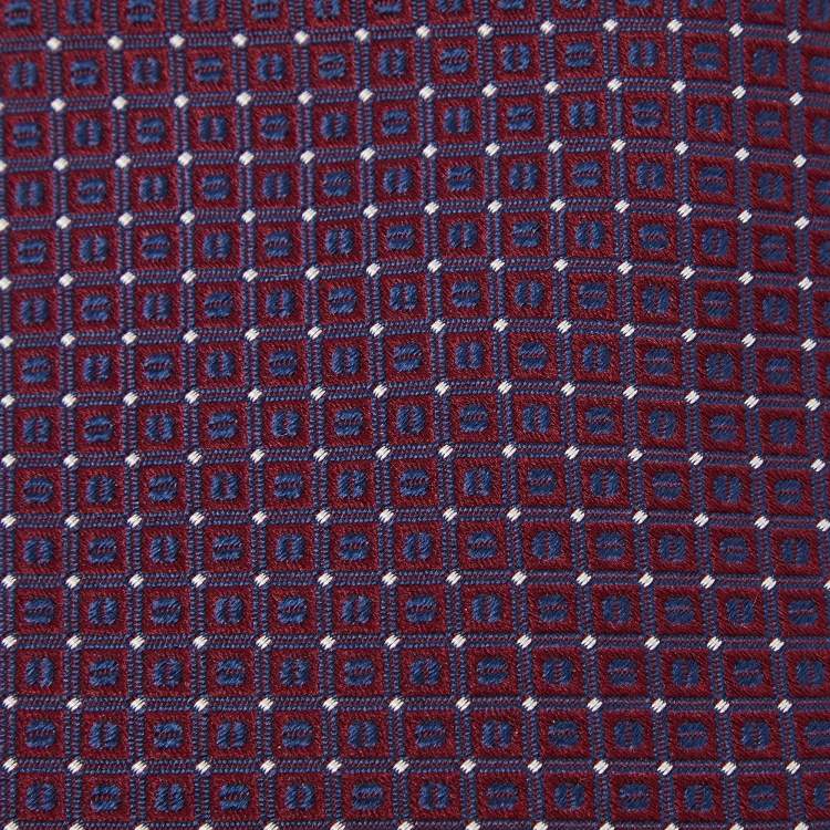 Pre Owned Emporio Armani Burgundy Jacquard Silk Tie