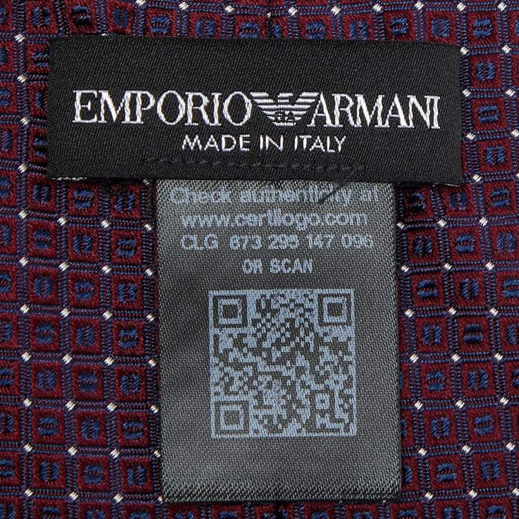 Pre Owned Emporio Armani Burgundy Jacquard Silk Tie