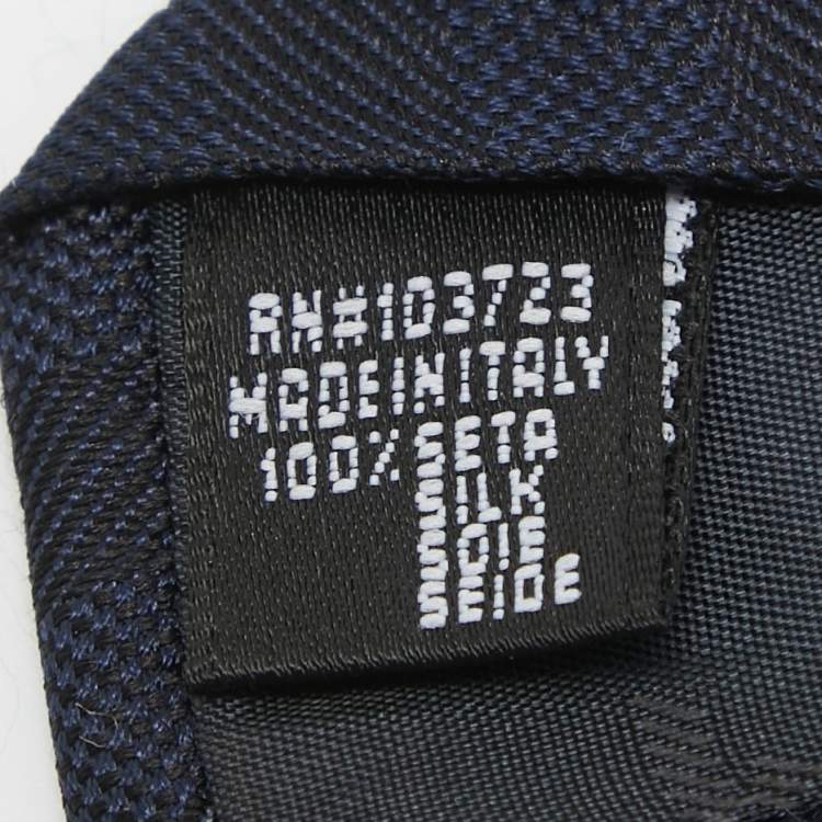 Pre Owned Emporio Armani Navy Blue Diagonal Stripe Silk Tie