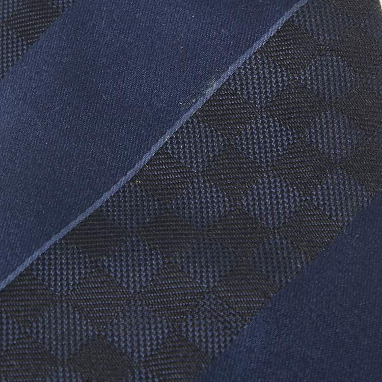 Pre Owned Emporio Armani Navy Blue Diagonal Stripe Silk Tie