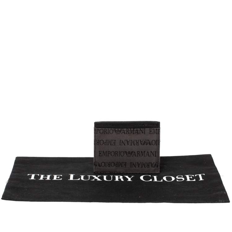 Pre Owned Emporio Armani Grey/Black Leather Card Holder