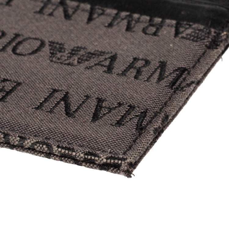 Pre Owned Emporio Armani Grey/Black Leather Card Holder