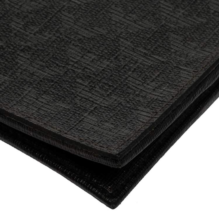 Pre Owned  Emporio Armani Black Signature Coated Canvas Bifold Compact Wallet