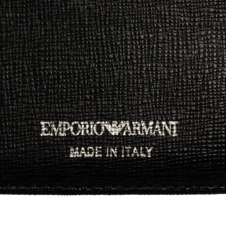 Pre Owned  Emporio Armani Black Signature Coated Canvas Bifold Compact Wallet