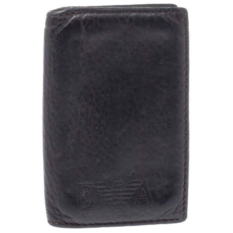Pre Owned Emporio Armani Dark Brown Leather Card Holder