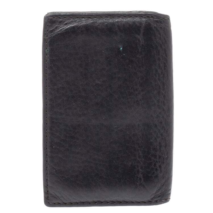 Pre Owned Emporio Armani Dark Brown Leather Card Holder