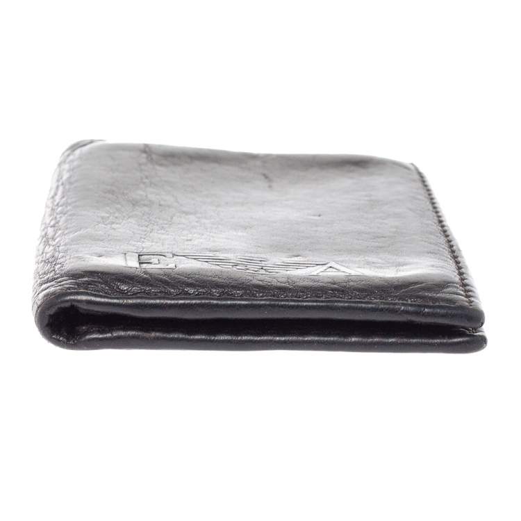 Pre Owned Emporio Armani Dark Brown Leather Card Holder