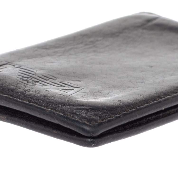 Pre Owned Emporio Armani Dark Brown Leather Card Holder