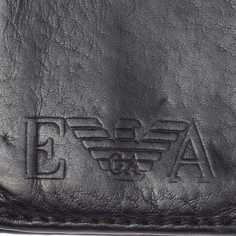 Pre Owned Emporio Armani Dark Brown Leather Card Holder