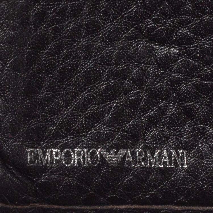 Pre Owned Emporio Armani Dark Brown Leather Card Holder