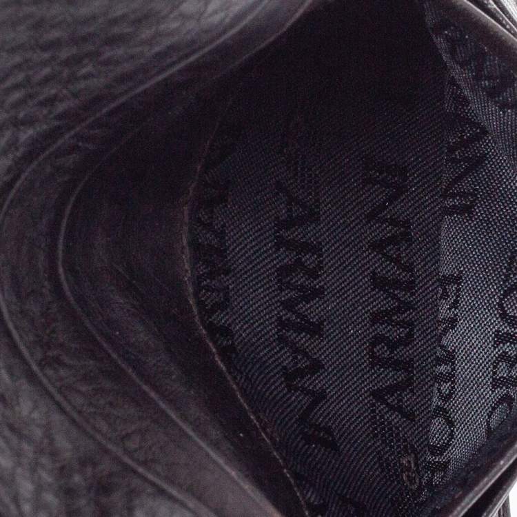Pre Owned Emporio Armani Dark Brown Leather Card Holder