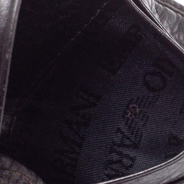 Pre Owned Emporio Armani Dark Brown Leather Card Holder
