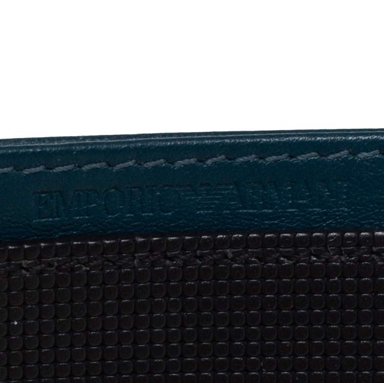 Pre Owned Emporio Armani Blue/Black Leather Card Holder