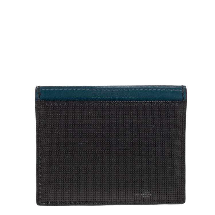 Pre Owned Emporio Armani Blue/Black Leather Card Holder