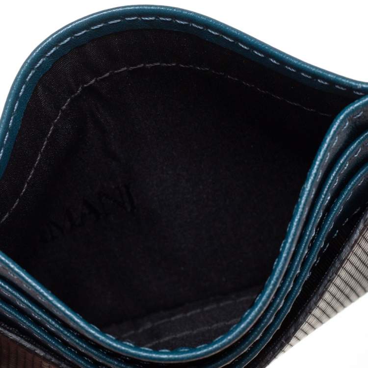 Pre Owned Emporio Armani Blue/Black Leather Card Holder