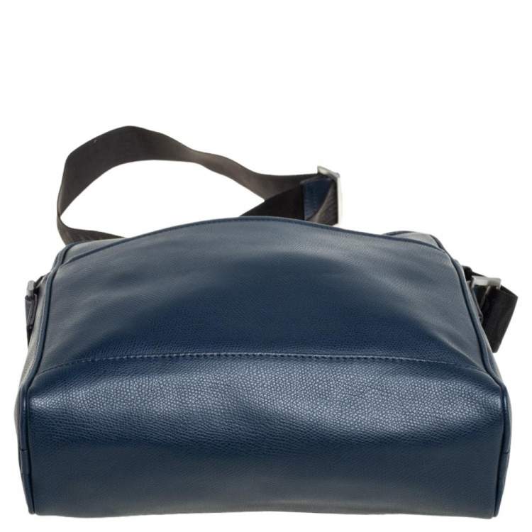 Pre Owned Emporio Armani Blue Leather Messenger Bag