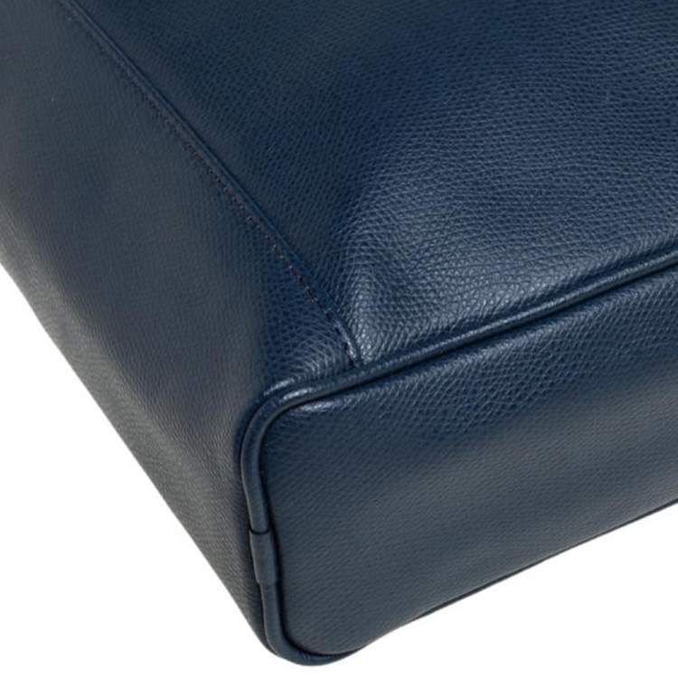 Pre Owned Emporio Armani Blue Leather Messenger Bag