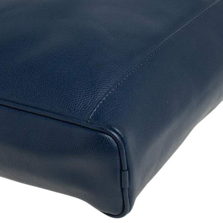Pre Owned Emporio Armani Blue Leather Messenger Bag