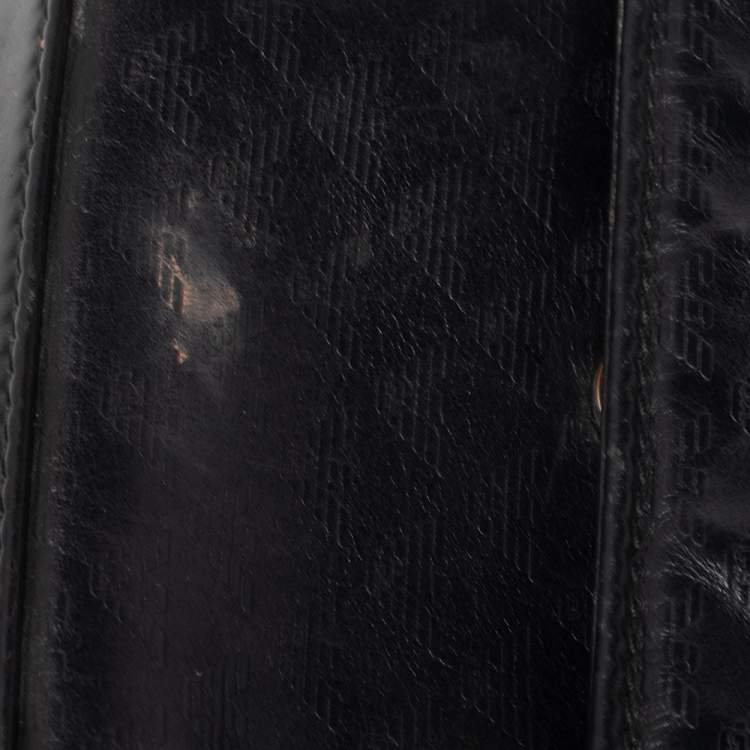 Pre Owned Emporio Armani Black Logo Embossed Leather Messenger Bag 