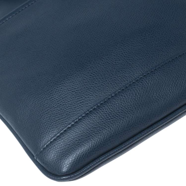 Pre Owned Emporio Armani Blue Leather Messenger Bag