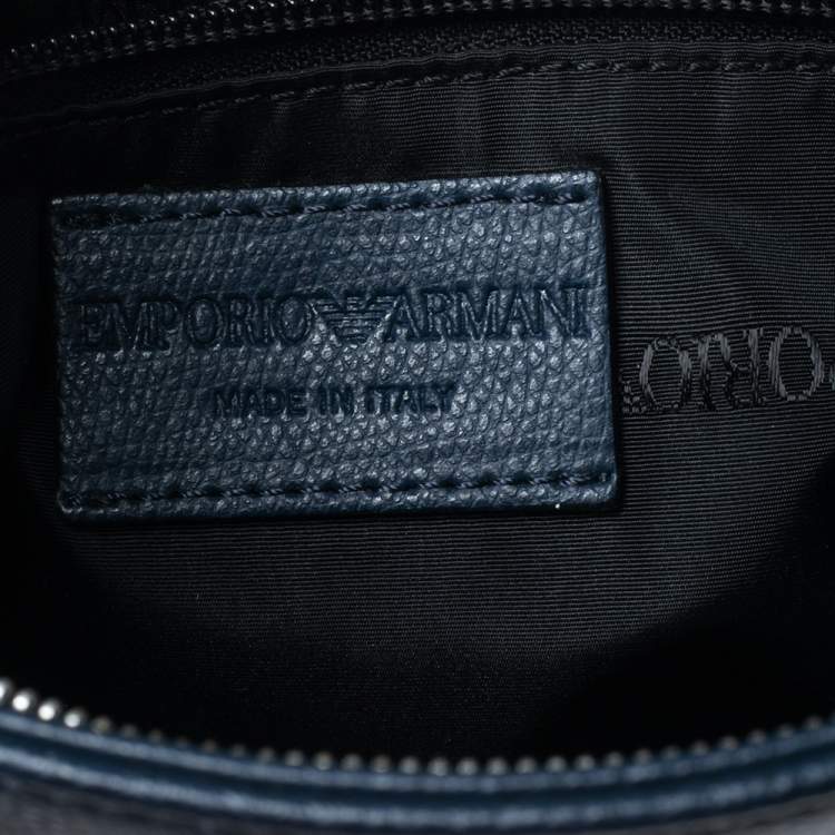 Pre Owned Emporio Armani Blue Leather Messenger Bag