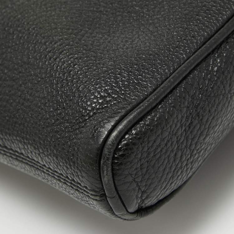 Pre Owned Emporio Armani Black Leather Messenger Bag