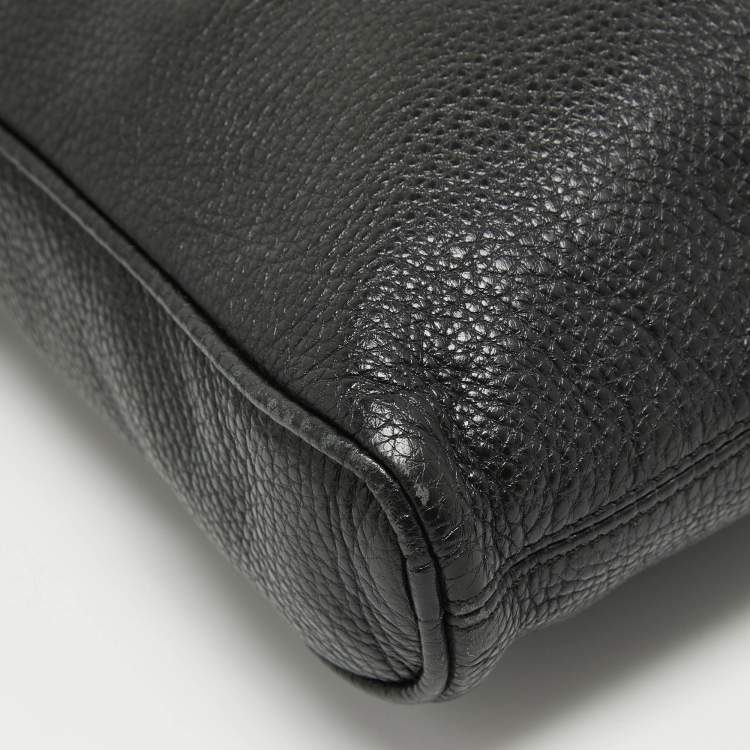 Pre Owned Emporio Armani Black Leather Messenger Bag