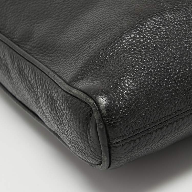 Pre Owned Emporio Armani Black Leather Messenger Bag