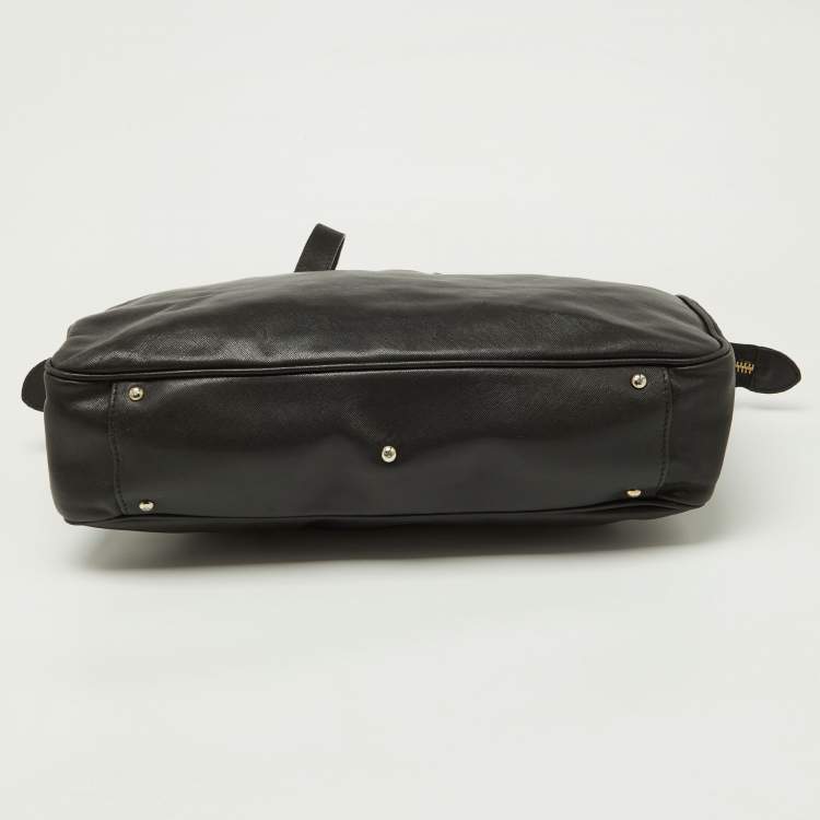 Pre Owned Emporio Armani Black Leather Laptop Bag