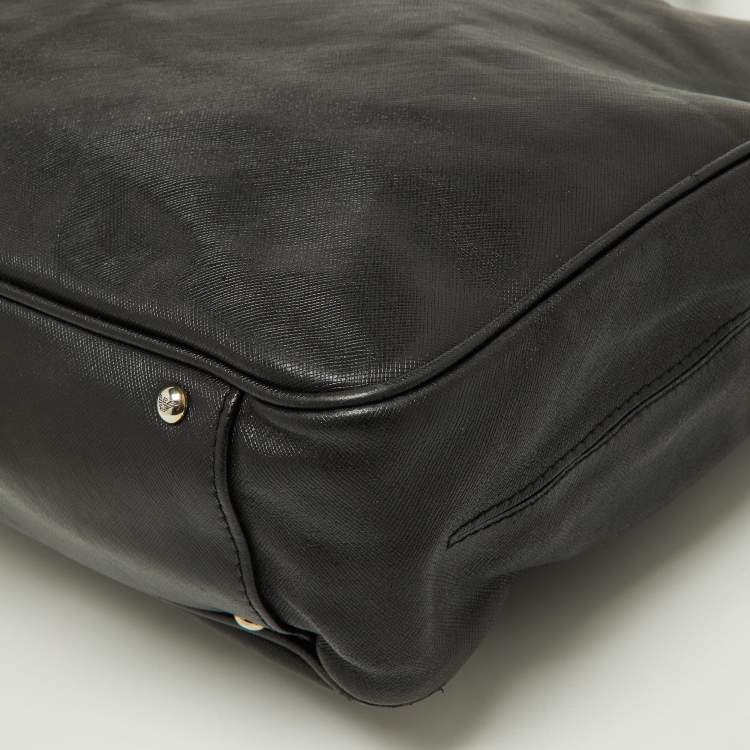Pre Owned Emporio Armani Black Leather Laptop Bag